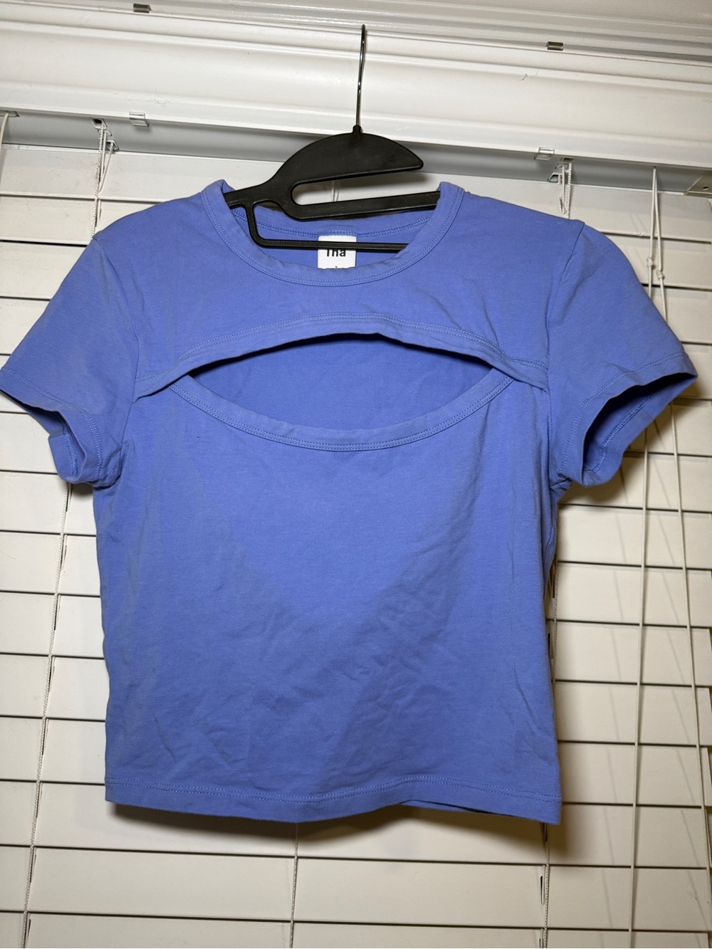 Aritzia Tna Periwinkle Short Sleeve Cutout Crop Top - Picture 1 of 4